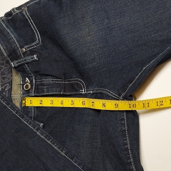 Q-BABY No Gap EMBELLISHED Size  Riding JEANS Dark Wash STRETCH Wrangler 9/10 - Picture 11 of 12